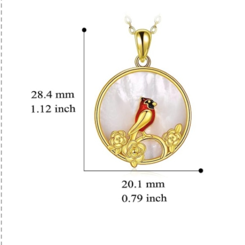 18k 925 Angel Cardinal Diamond Necklace - Picture 5 of 7